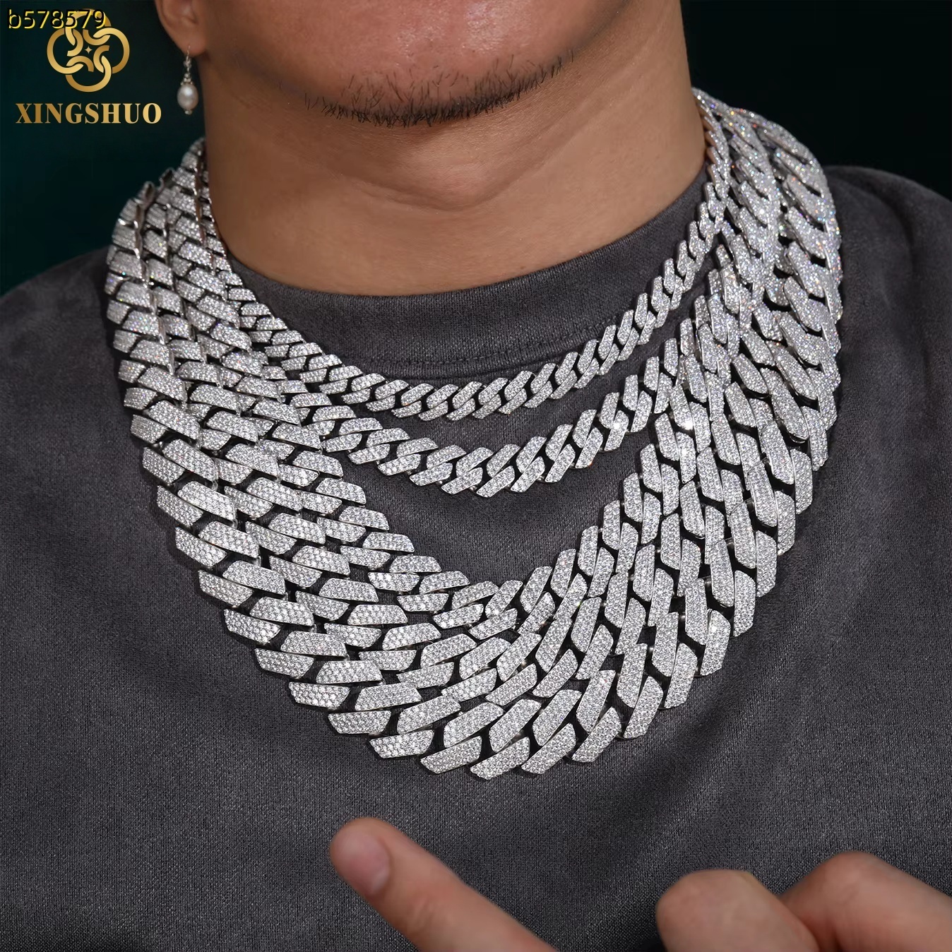 Xs Hop Jewelry Men Women 6mm-20mm 14k 18k Gold Filled Plated 925silver VVS Moissanite Moissanite Iced Out Miami Cuban Link Chain Necklace