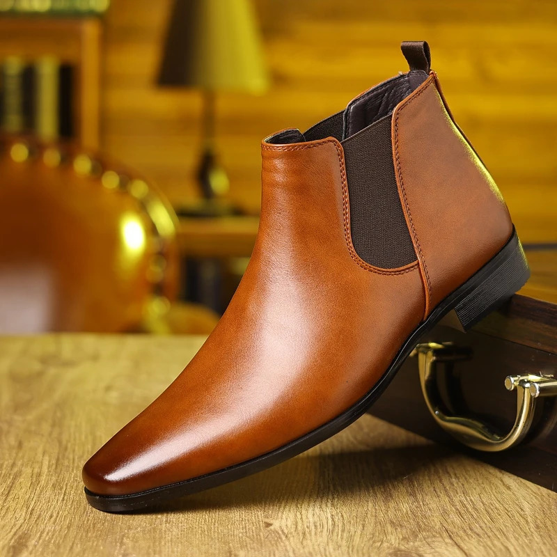 Mens Chelsea Boots Genuine Leather 2025 Autumn Winter Trend Thick-soled Men Ankle Boots All-match Marton Boots Men 260725BJ