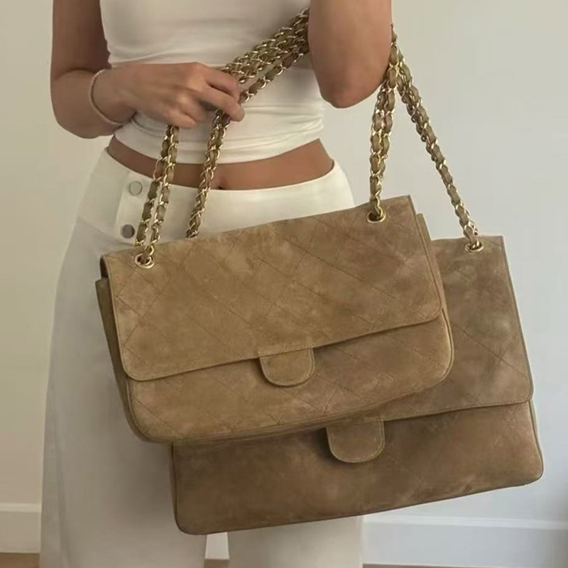 12A Women Designer Maxi Shopping CF Shoulder Classic Flap Vintage Grained Calfskin Handbags Cowhide Leather Airport Tote Bag Luxury Suede brown hand