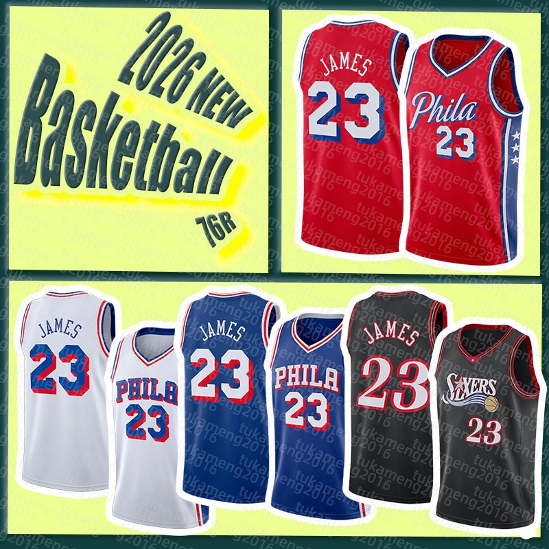 Maillot de basket extérieur homme 76R bleu et blanc broderie lettre 23 J, style street tendance, respirant et évacuant la transpiration