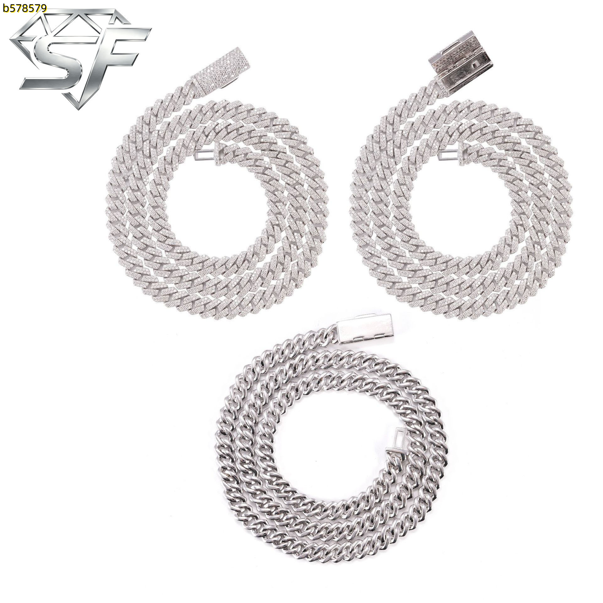 SF US Stock livraison directe 3MM 4MM 5MM VVS Moissanite chaîne cubaine sans Nickel lumière luxe Style 925 collier en argent Sterling