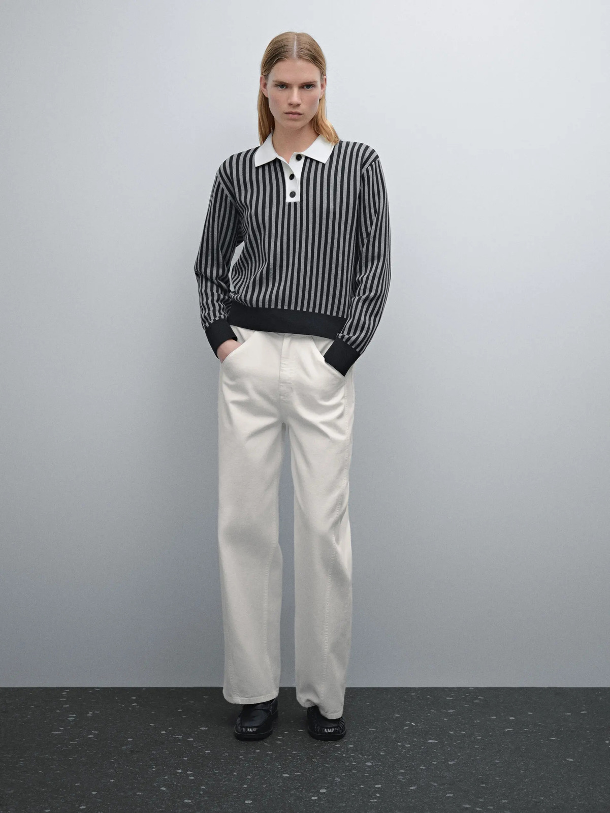 Ethe Traf Md 2026 YAZHIMEI autumn style of womens casual and fashionable commuting polo neck striped knitted sweater 260723