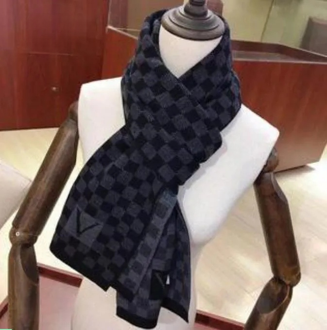Classic Designer Men's and Women's Winter Black Grey Letter Embroidery Warm Scarf Brand Label