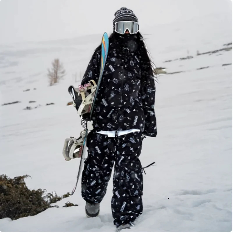 JOHN SNOW Ski Suit Set Outdoor Windproof Waterproof Winter Warm Womens Skiing Pants Clothes Chessboard Snowboard Skiwear 260725BJ