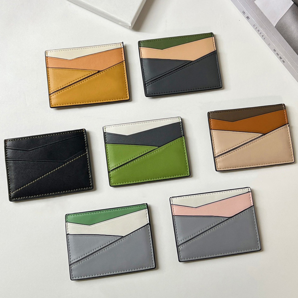 Designer Card Holder Love Credit ID puzzle Card Holder Colored Leather Splicing Wallet Money Bags Geometric Cardholder for Men Women Mini Cards Coin