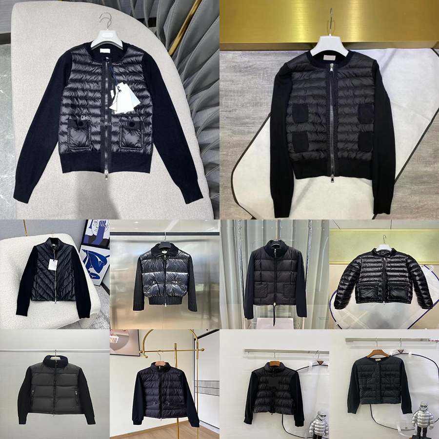 26ss new knitted sweater winter fashion downjacket Arm Badge Womens Down Jacket Twill Design Hooded knit jacket Winter warm down jackets size 1-4