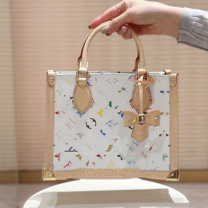 26 Early Spring tote bag New White Tri-Color Tote designer bag Genuine Leather Large Capacity Versatile Fashionable Single Shoulder Women's Cro