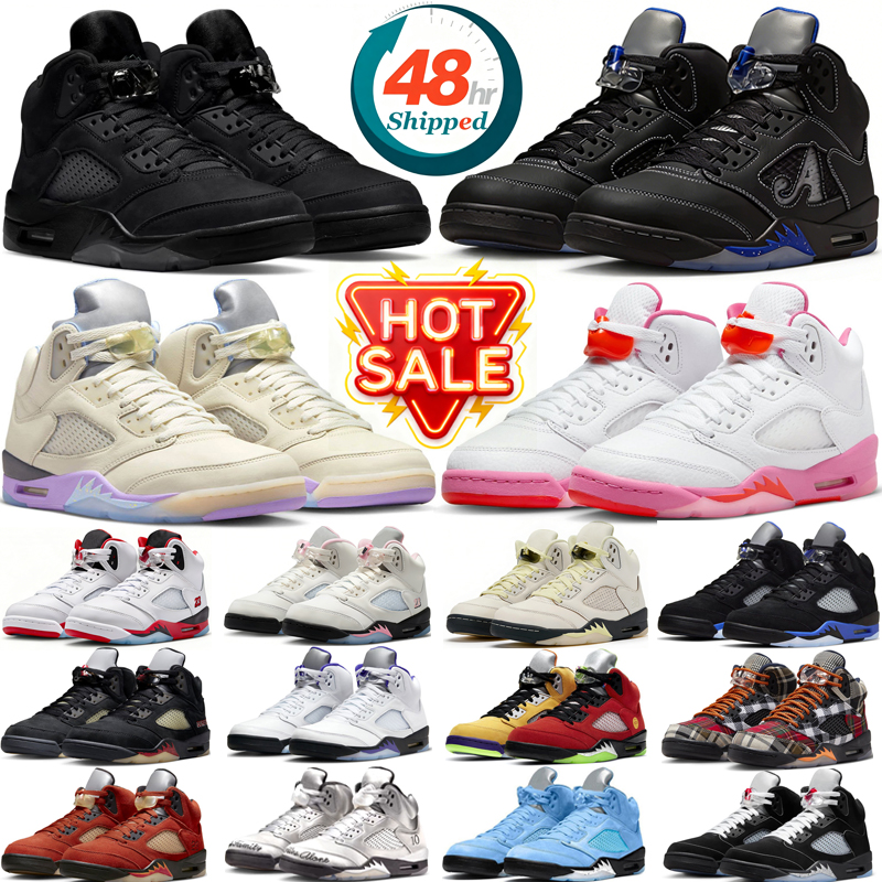 designer basketball shoes 5 5s mens sneakers woman trainers Metallic White Black Cat Red Suede sport chaussures shoe with box