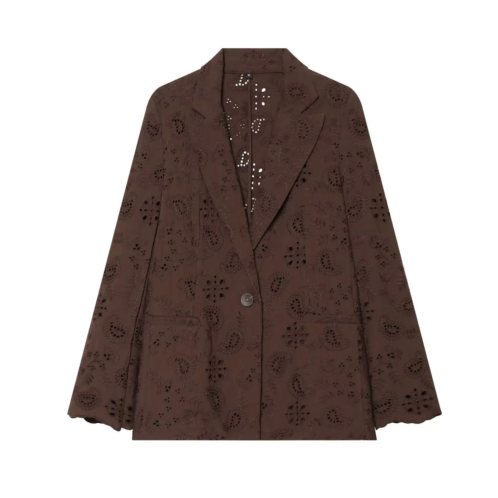 SuperAen Womens 2026 Summer Korean Style Fashion Blazer Shoulder Padding Embroidery Hollow Out Loose Elegant Suits 260724BJ