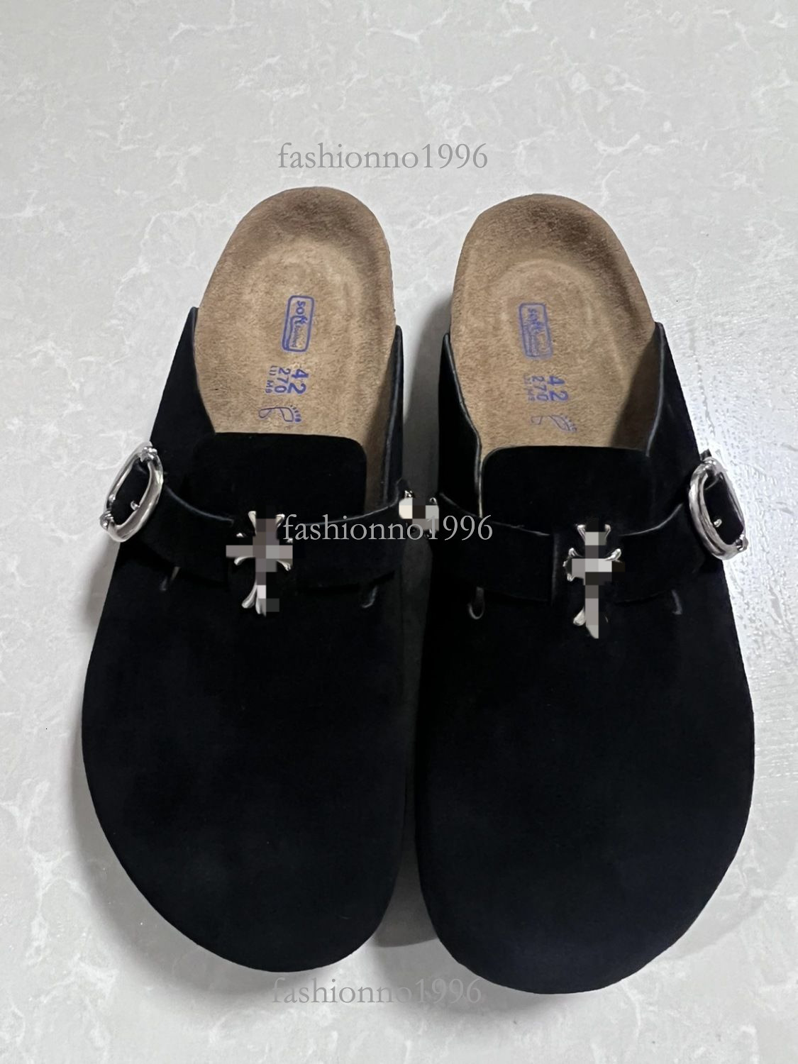 Cross Shaped Black Chromelyness Heartness sandals Luxury Deisgner Thick Soled Slip On Genuine CH Leather Mules For Men Maternity Shoes chrome shoes