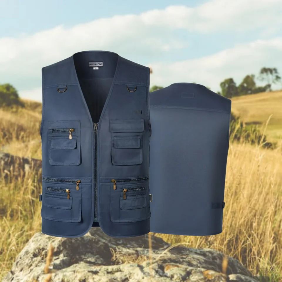 2026 Mens MultiPocket Work Vest Thin Cargo Breathable Outdoor Climbing Mountaineering Fishing Casual Waistcoat 260725BJ