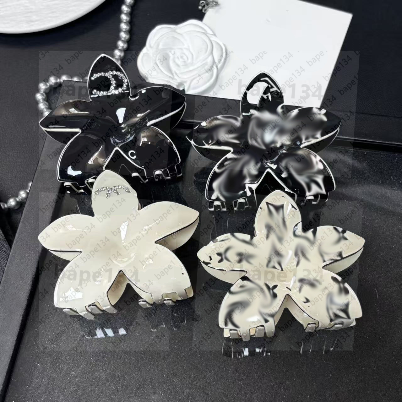 Pinces de styliste en acétate, étoile fleur, style C, griffe, Mini pétale de requin, lettre imprimée, queue de cheval de luxe, accessoires pour c