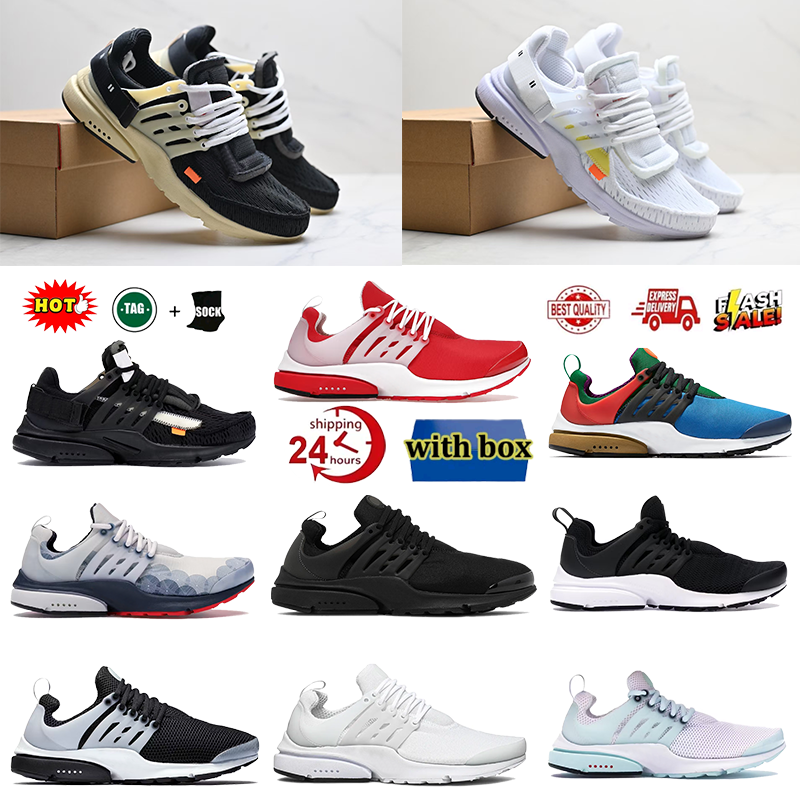 With Box Designer Men Running Shoes Mens Womens off sports Mesh Sneakers whitetrainer Black x white Casual Runner whiteprestos Outdoor Breathable Tr