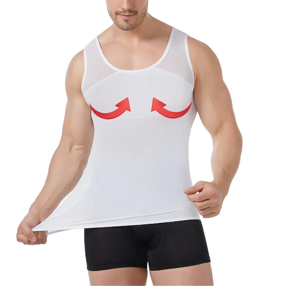 Mens Cross Back Mesh Body Shaper Vest Breathable Cool Summer Support Compression Tank Workout Casual Slimming Undershirt 260720banjia