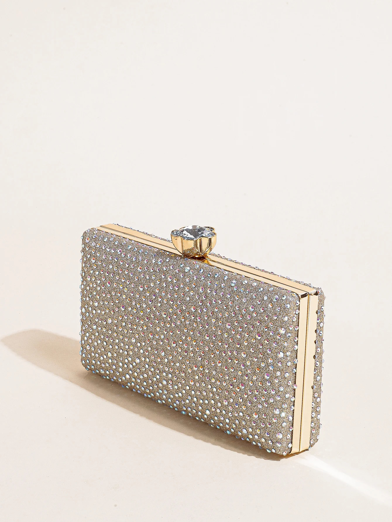 Classic Elegant Mini Square Rhinestone Decor Evening Clutch Bag Clip Womens Dinner Wallet Prom Bag 260724