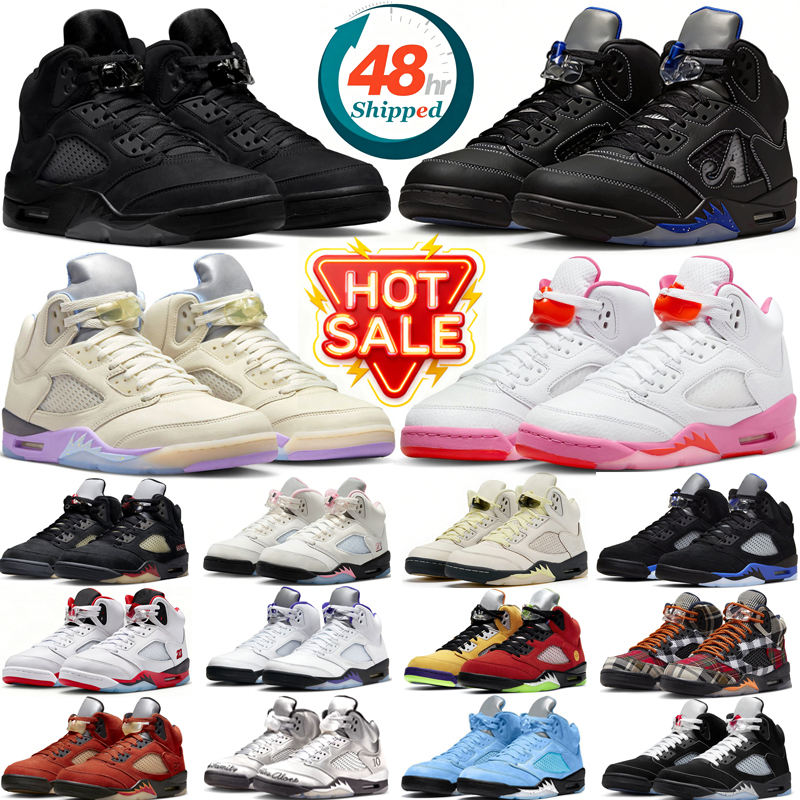 designer basketball shoes 5 5s mens sneakers woman trainers Metallic White Black Cat Wolf Grey sport chaussures shoe with box