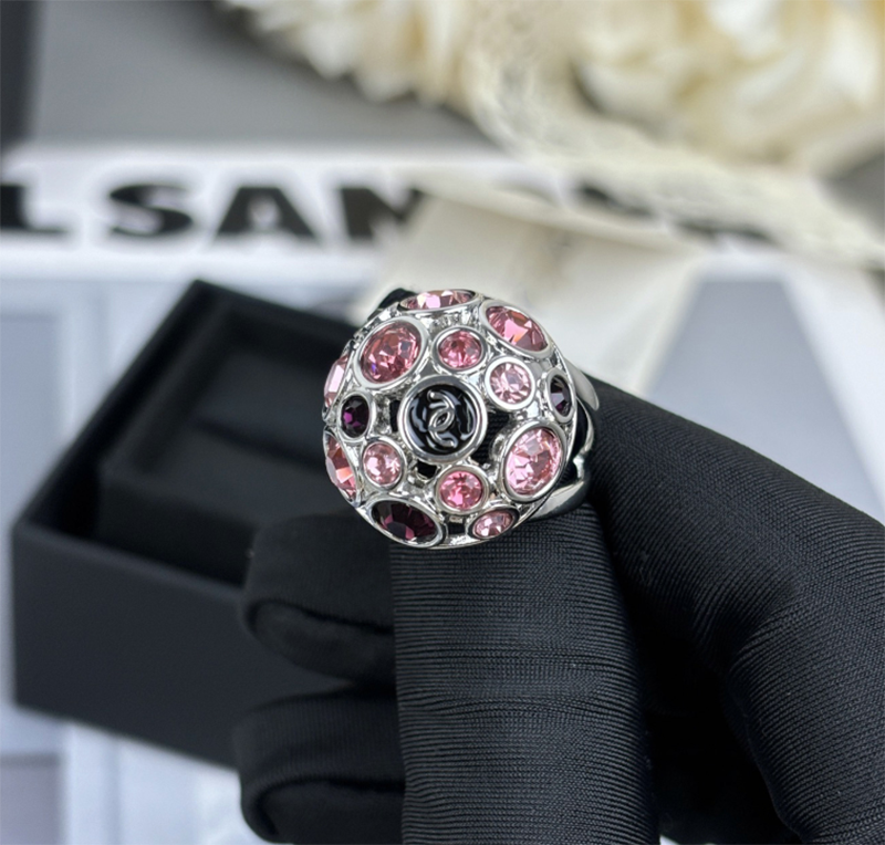 Designer Enamel Letter Diamond Ring Luxury Fashion Band Rings Silver Plated High-End French Jewelry Bague Anello Exquisite Lover Gift for Women