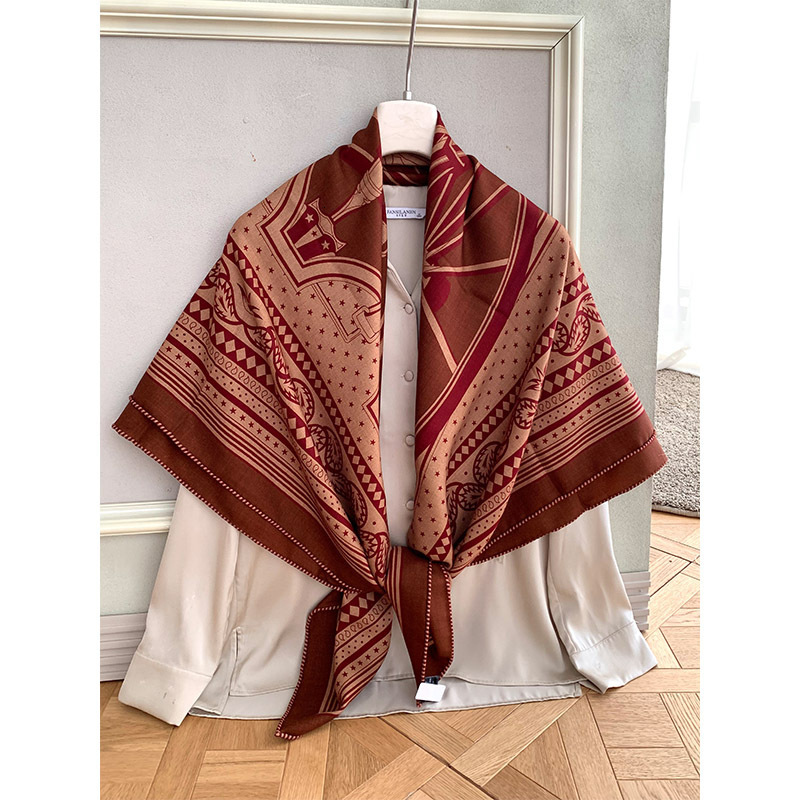 Grand châle carré et écharpe extérieure en cachemire et soie pour femmes, Double face de la même couleur, nouvelle collection printemps/été 2026