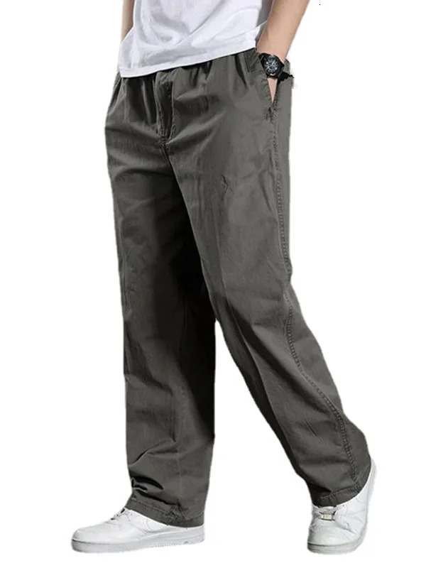 Spring and summer thin mens casual pants oversized work loose straight leg elastic waistband 260725BJ