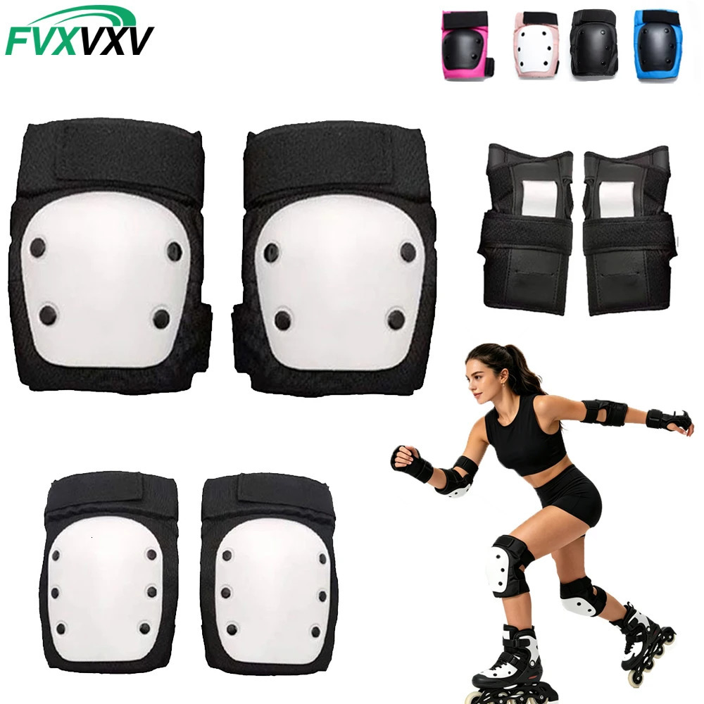 6PCS Adult Knee Pads Elbow Pads Wrist Guards for Adult Kids 6 in 1 Protective Gear Set for Skateboarding Biking Roller Skating 260725BJ
