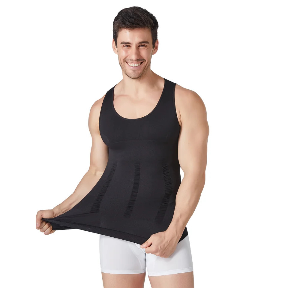 12 PCS Mens Seamless Shapewear Vest Abdomen Control Compression Top Breathable Cool Summer Undershirt for Daily Casual Fitness 260720banjia