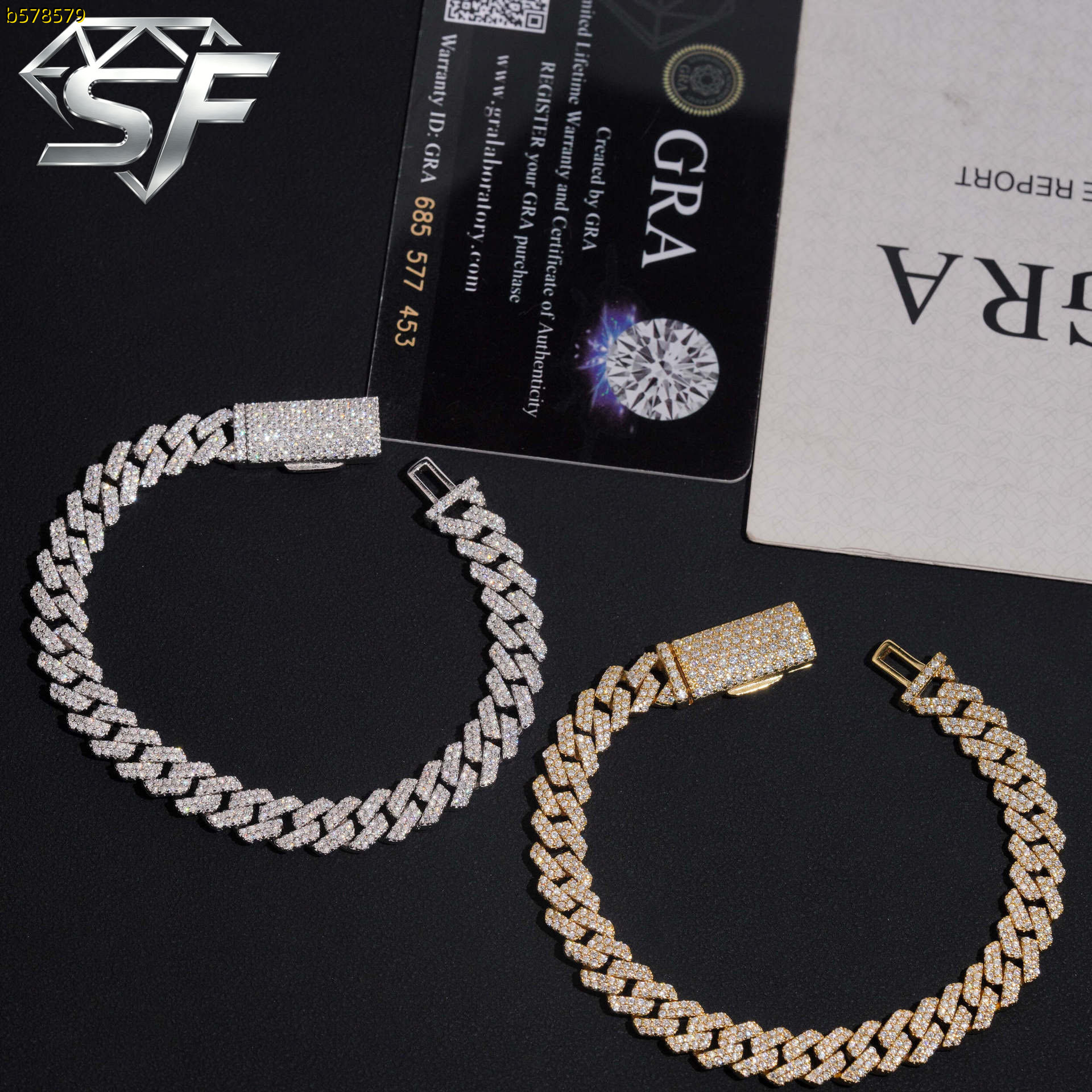 SF Pass Tester VVS Moissanite Lab Diamond Silver 925 Necklace Chain Hip Hop Iced Jewelry 10mm Miami Cuban Nickel-Free Lead-Free