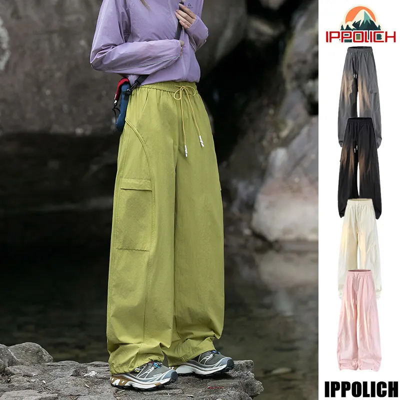 Womens Trendy Street Style Cargo Pants Fashion Oversized Pocket High Waist Baggy Pant Women Hip Hop Straight Trousers Pink 260723