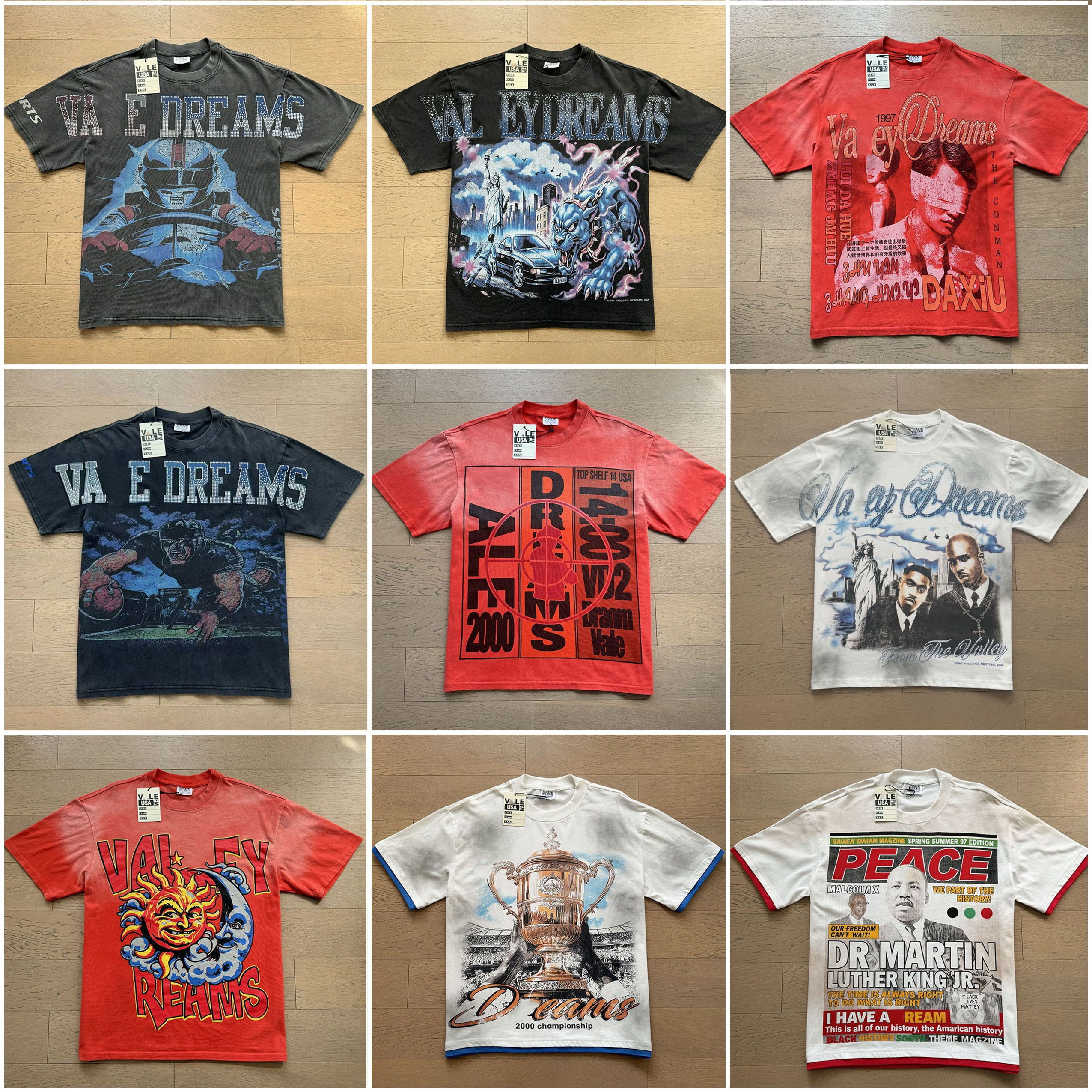 Valey Designer Mens T Shirts dreams Vintage vale Graphic Y2k Top Harajuku Gothic Cotton Short dreams Sleeve Shirt Men S-XL labbu02-2