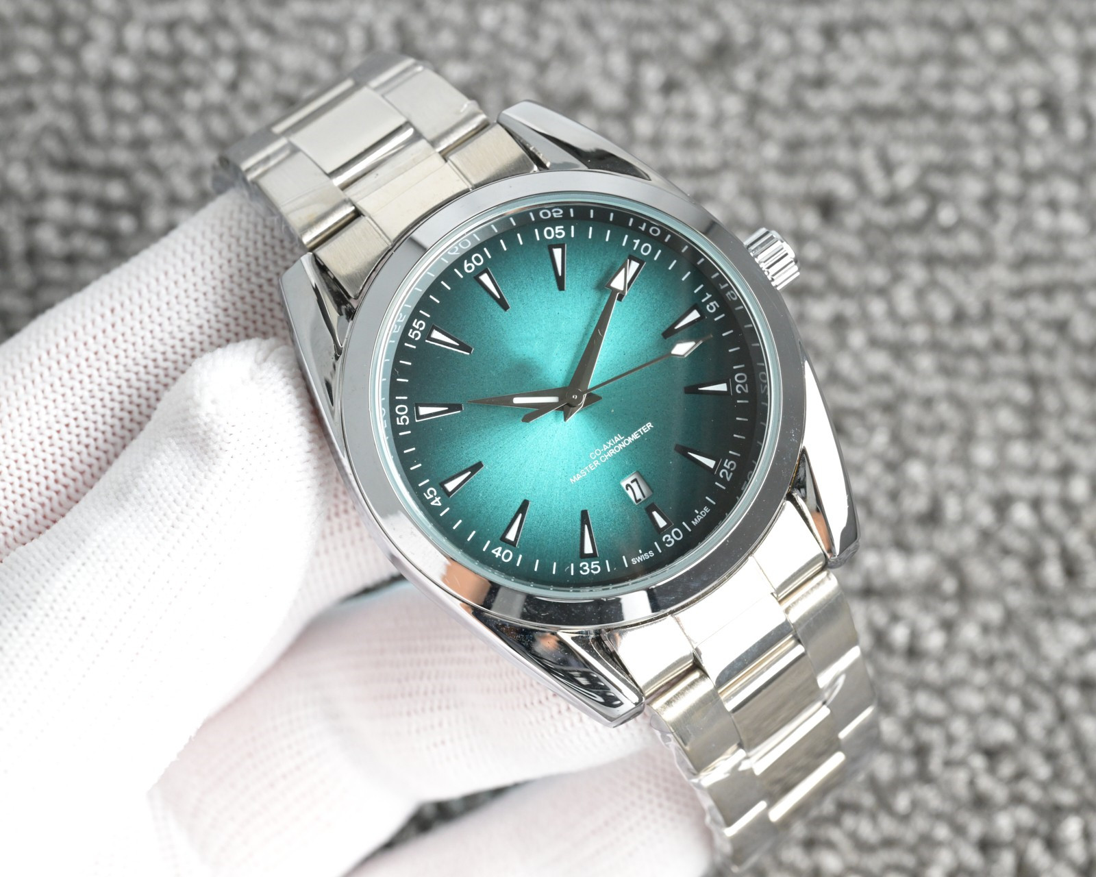 Luxury Designer Men OM SEAMASTEity Quartz Wristwatch, Ice Blue Striped Dial, Calendar Watch, Stainless Steel Watch Simple Business Fashion Daily Men