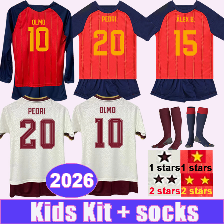 2026 Espagne Kit enfants maillots de football équipe nationale FERRAN B.IGLESIAS OYARZABAL LAMINE YAMAL PEDRI LAPORTE chemises de football à domi