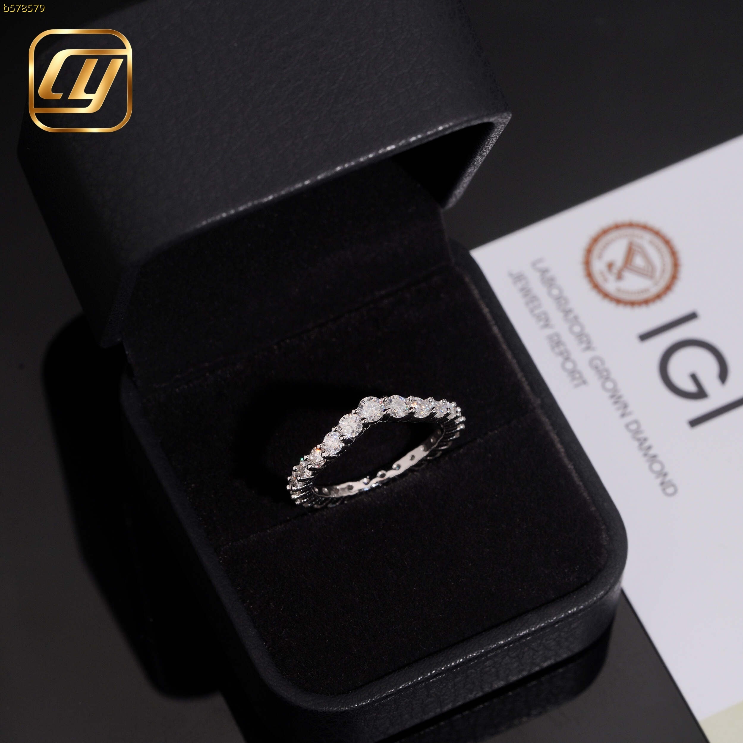 Cut Lab Diamond Eternity Band Solid 925 Silver Milgrain Edge Dainty Stackable Promise Ring Women Daily Luxury Rhodium Plated IGI