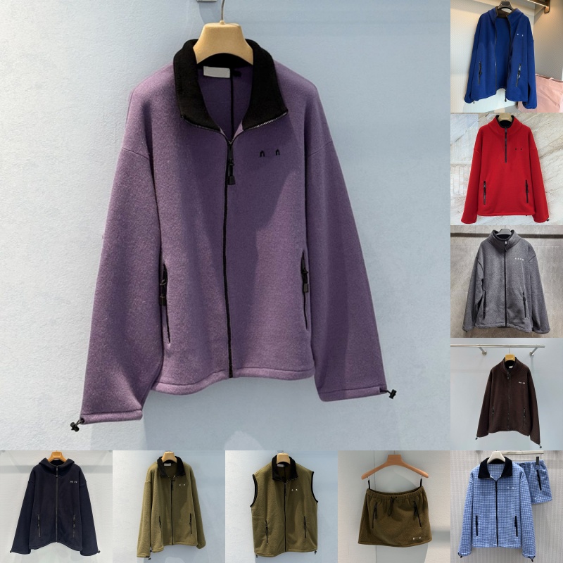 Brand Letter Embroidered Fleece Jacket Coat Designer Women Long Sleeve Zipper Up Hooded Outerwear Resort Vacation Winter Autumn Coats