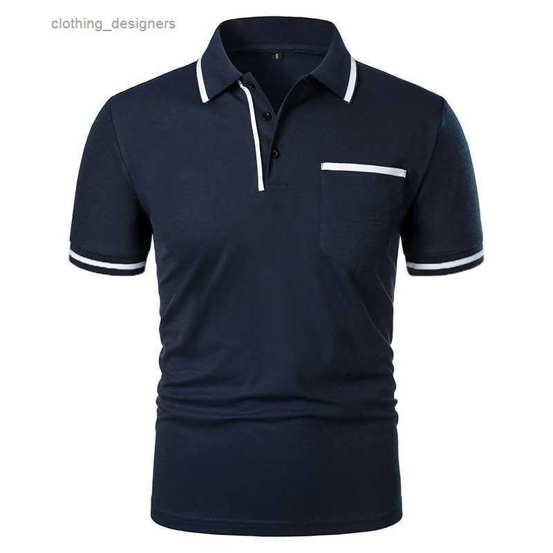 New Short Sleeve Polo Solid Color Casual T-shirt Summer Trendy Breathable Loose Basic Splice Top Pockets Mens Shirts Z250509