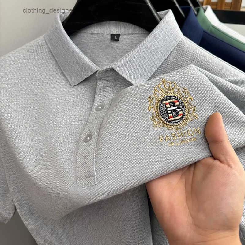 Designer Clothes Luxury Brand Summer Mens Cotton Thin Short-Sleeved T-Shirt Embroidered Solid Color High-Grade Casual Fashion Loose POLO Shirt