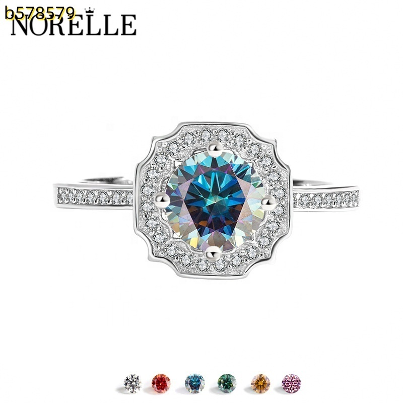 2025 New Flower 1ct Brilliant Cut Moissanite Engagement Ring 5-Year Color Retention Platinum Plated 925 Sterling Silver Prong