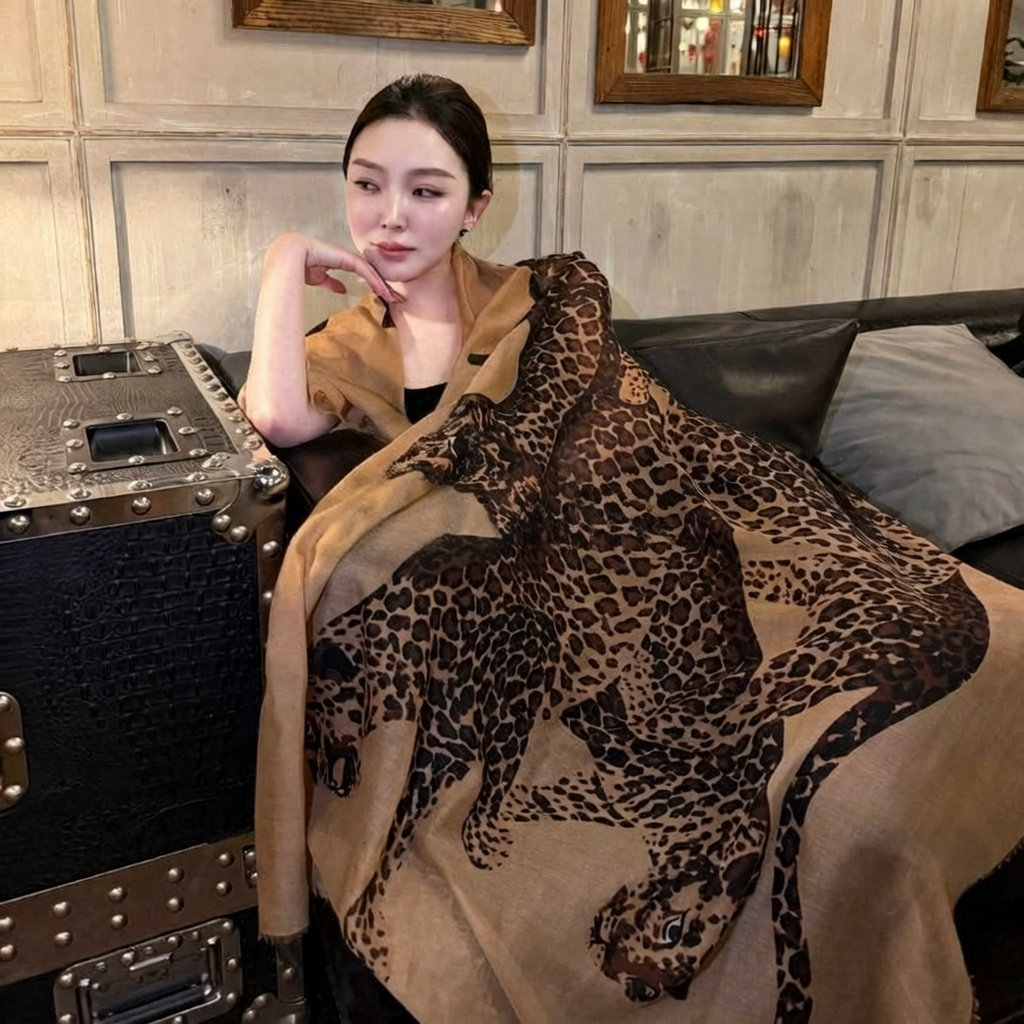 2026 New cologne perfume Luxury Leopard Print Shawl Lightweight Versatile Scarf Perfect For Air Conditioned Rooms Party Daily Layering Designer