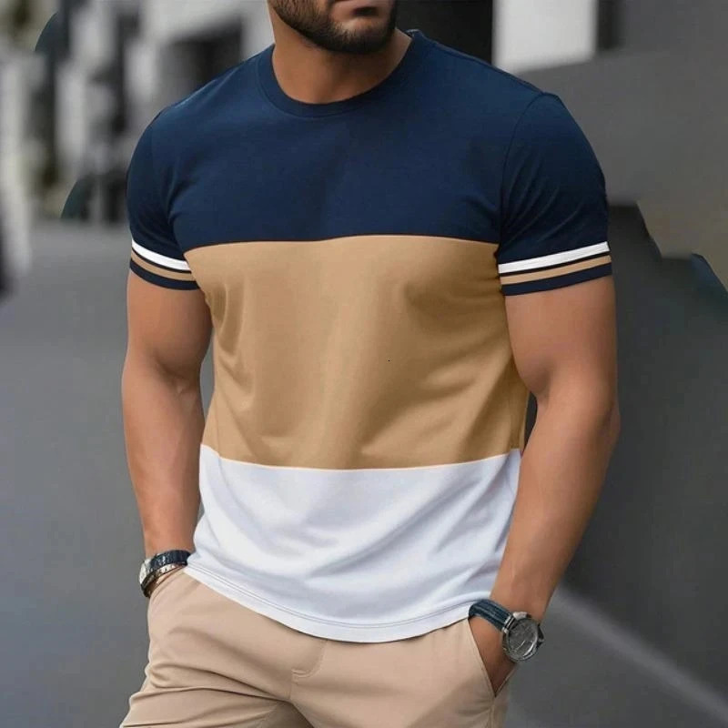 Mens Summer Printed T-Shirt Round Neck Harajuku Street Style Sports Casual Short Sleeve Plus Size Comfortable Top 260725BJ