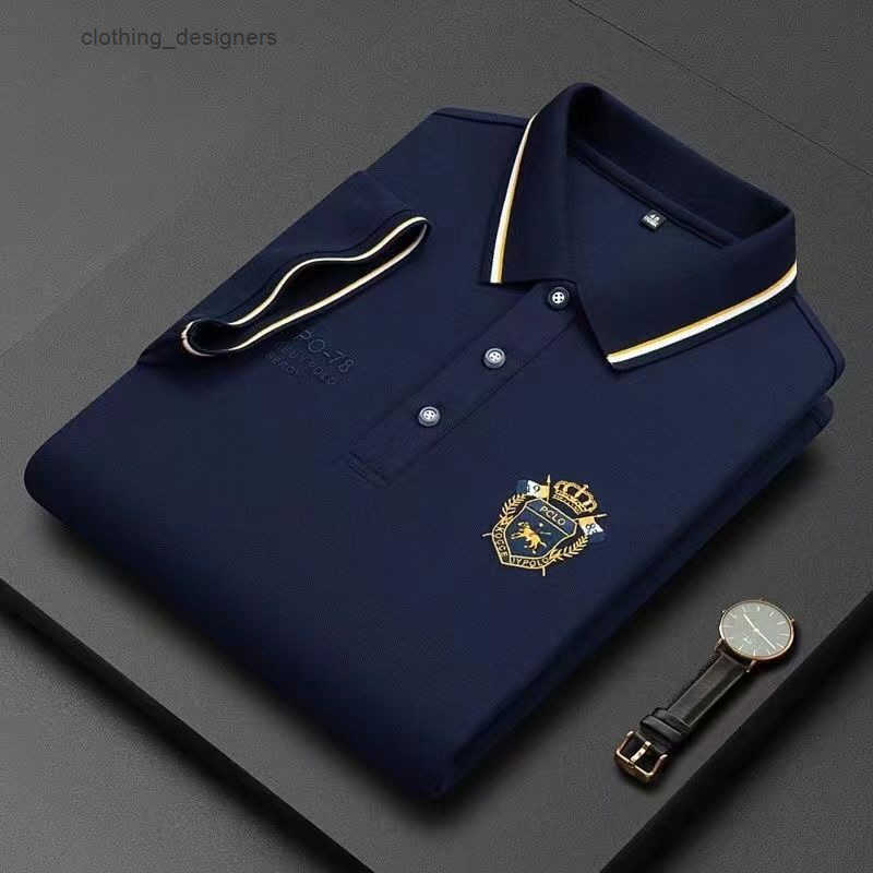 Designer Clothes 201G Foreign Trade Business Casual Turn-Down Collar Dads Large Luxury Brand Size Embroidered Polo Shirt Mens Short Sleeve Top Whole