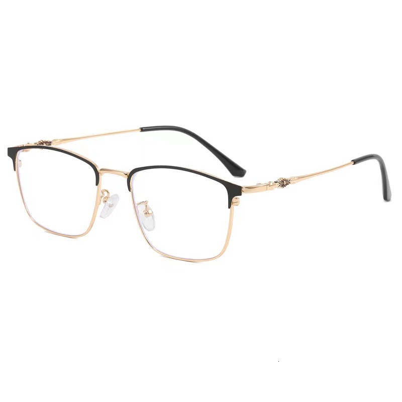 Luxury Brand Designer Sunglasses 2022 New Fashionable Business Men's Square Non-Prescription Anti-Blue Light Radiation Glasses With Myopia Lens