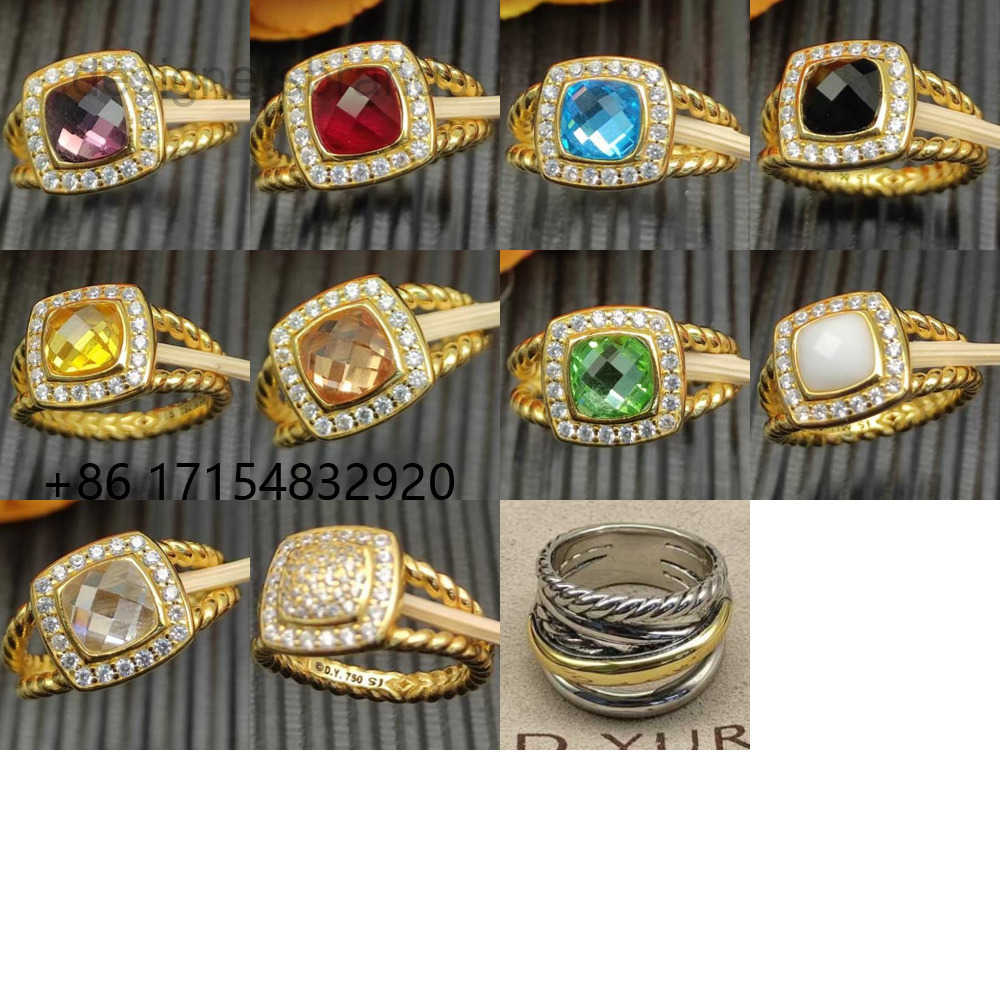 2025 New 100 925 Sterling Silver Christmas New DY Jewelry Retro Ring Couple Trend Fashion Temperament Spiral Design Colored Crystal Ring for Men and