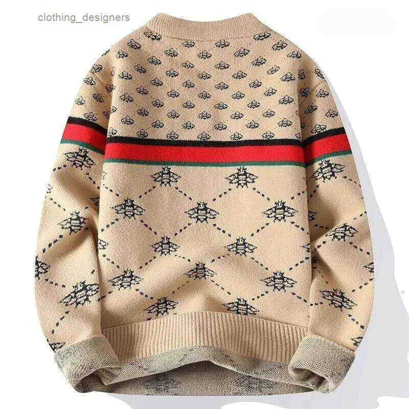 Sweaters Bee Jacquard Mock 3 Colors Retro Argyle With Color-block Stripe Warm Stylish Perfect For Layering Mens Clothing