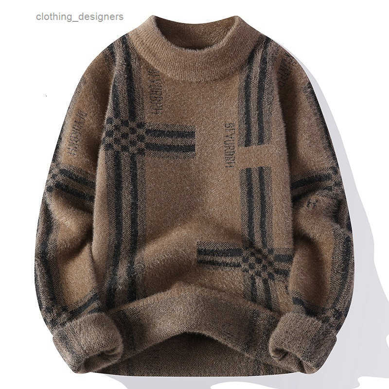 Luxury Brand Designer Clothes Foreign Trade Hot Item Autumn Winter New Half Turtleneck Sweater Thickened Pullover Trendy Men Knitted Top