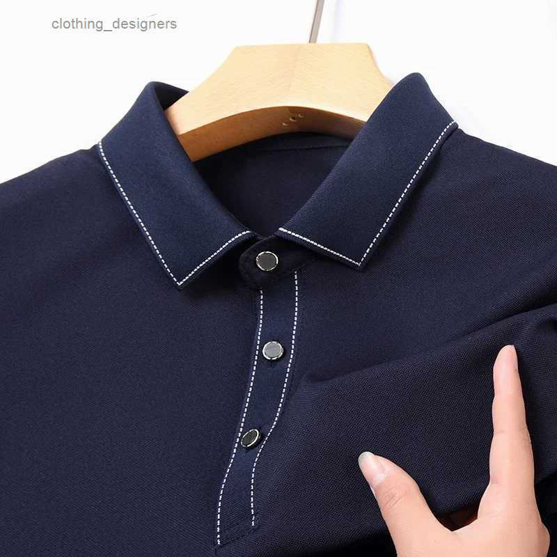 2024 Mens New Solid Color Cotton Business Casual POLO Shirt Fashion Short sleeved Comfortable and Breathable Top Z250509