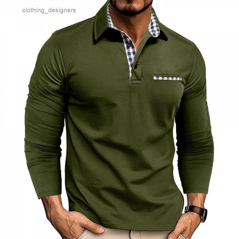 Luxury Brand Designer Clothes 2025 New European And American Mens Casual Fashion Polo Shirt Export Turn-Down Collar Long Sleeve Color Block T-Shirt