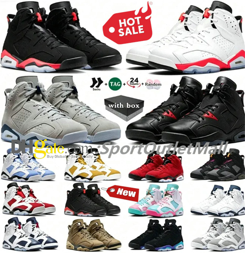 2026 Bin 23 Cap And Gown 6 6s Basketball Shoe Men Gold Hoops Black Cat Reverse Infrared Fire Red Oreo UNC Toro Bravo Green Suede Gatorade Reflection