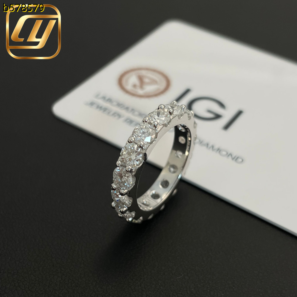 Fine Jewelry Round Brilliant Diamond 4MM IGI Certified 925 Sterling Silver Wedding Band Ring VS Clarity Lab Grown Diamond