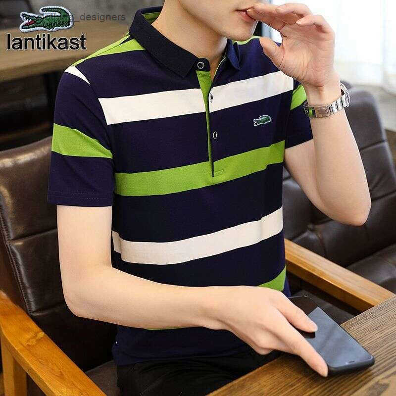 Noble Crocodile Polo Shirt Short Sleeve designer hoodie Summer Striped T-Shirt Pure Cotton Turn-Down Collar Loose Fit Extra Large Mens Tee