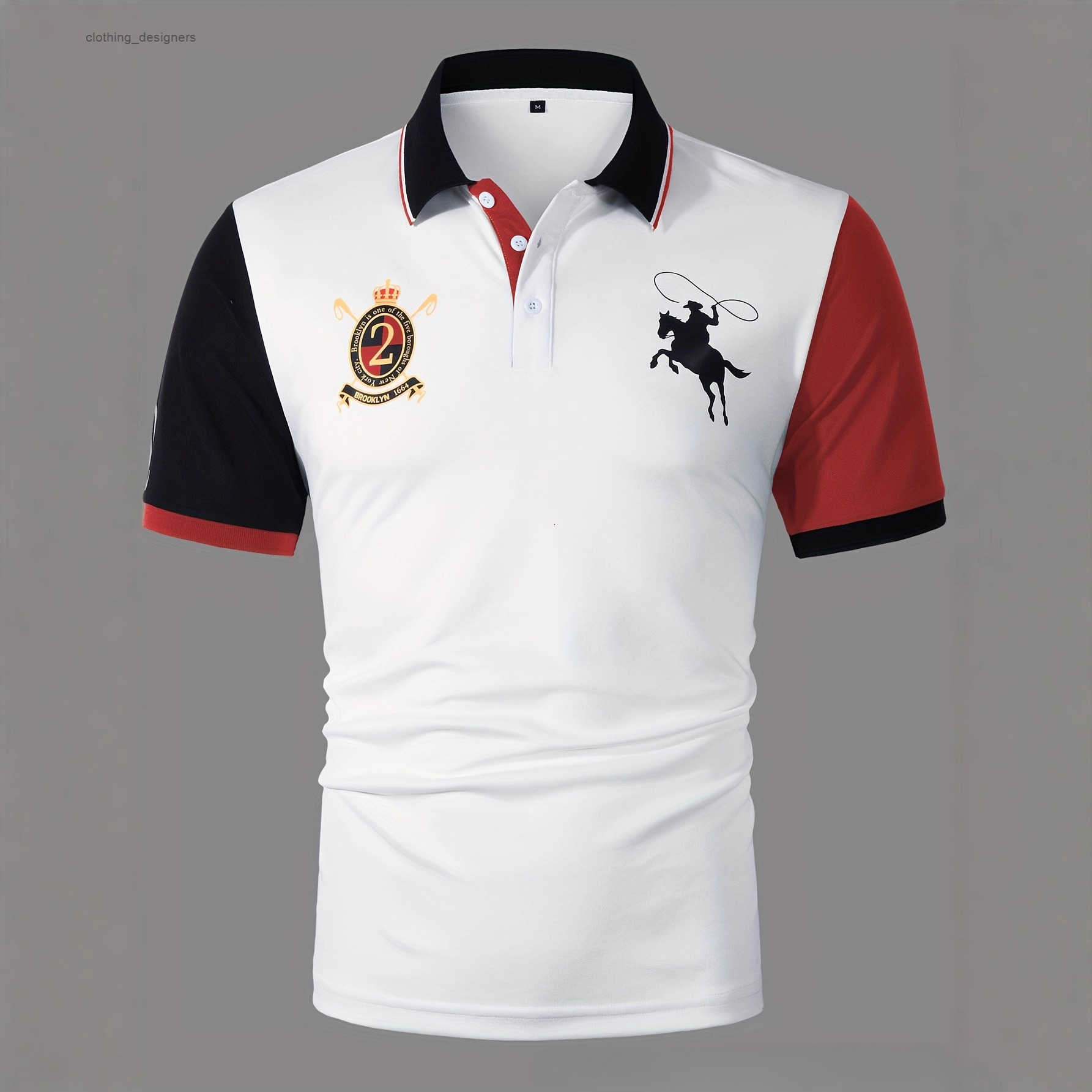 Luxury Brand Designer Clothes High-Quality Printed European And American Style Mens Short Sleeve Casual Loose Turn-Down Collar Polo Shirt