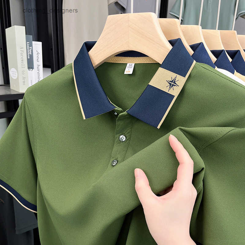 Luxury Brand Designer Clothes 2025 Summer New Mens Youth And Middle-Aged Turn-Down Collar Color Block Fashion Casual Short Sleeve T-Shirt Polo Shirt