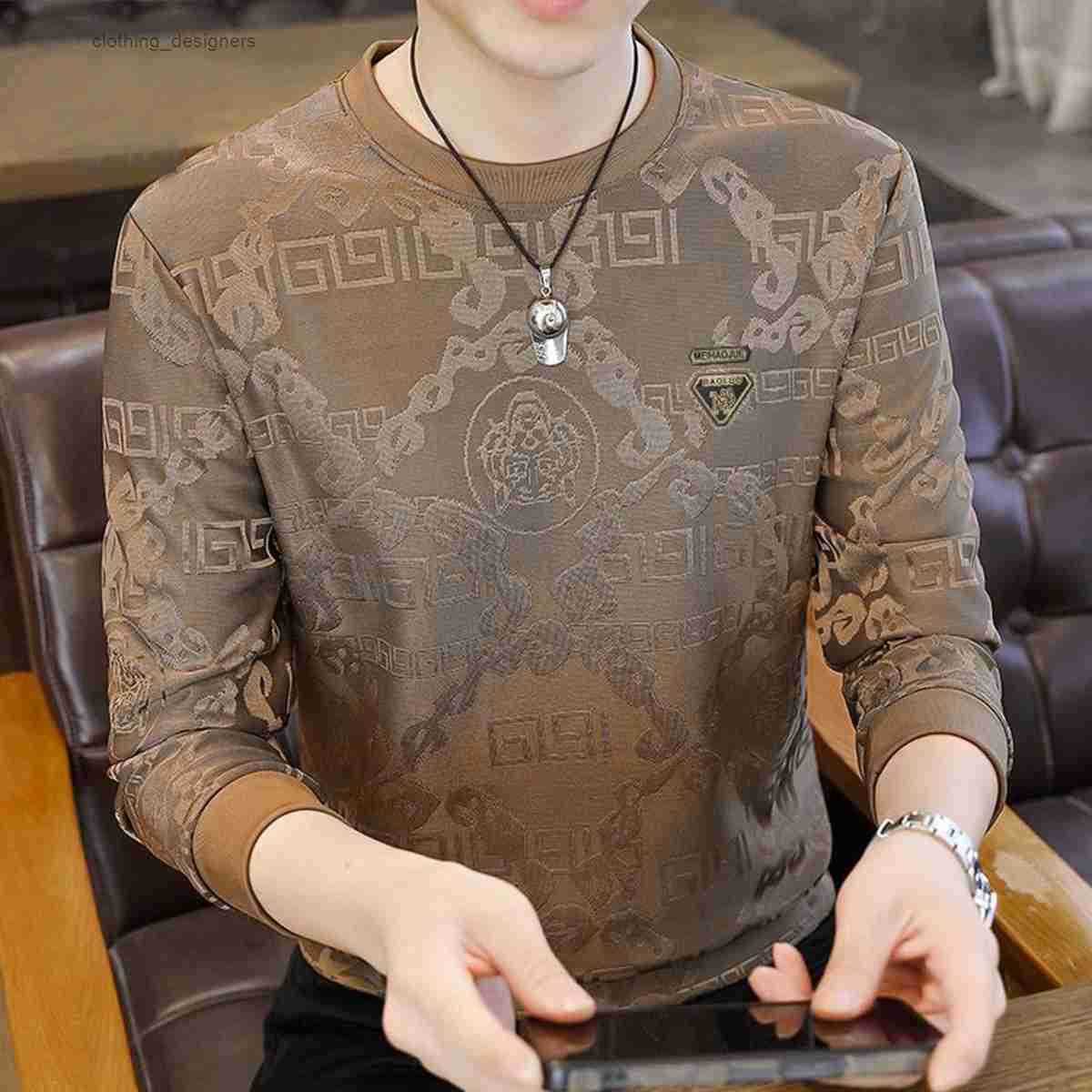 Luxur Brand Designer Clothes Mens High-End Long Sleeve T-Shirt Tiger Head Fashion Winter Round Neck Sweatshirt Casual Trend Jacquard Base Shirt Slim